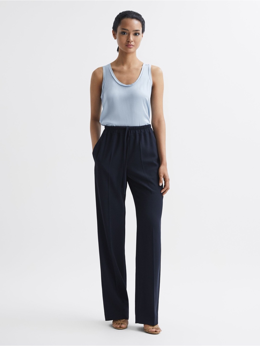 Reiss light blue silk front sleeveless tank top size Medium